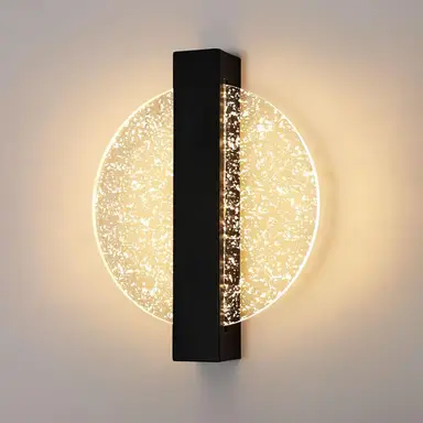 Goeco Schwarze LED Innenwandleuchte 12W 1500LM Runde Moderne Wandleuchte 3000K Warmweiß für Schlafzimmer Wohnzimmer Flur Treppen