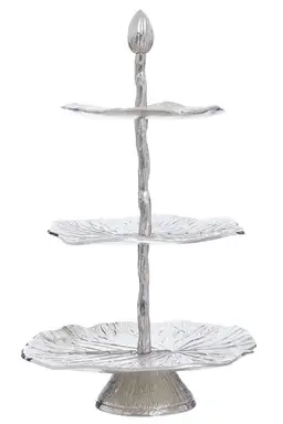 Fifty Five South Salma Three Tier Lotus Leaf Silver Cake Stand