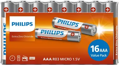 Philips AAA LongLife RO3 Micro 1,5 V alkaline batterijen