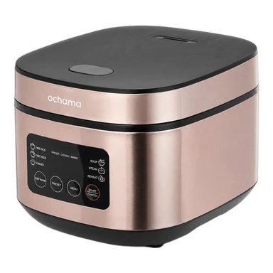 ochama 4L Rice Cooker, 930W, PFOA‑Free Ceramic Coating Inner Pot, Intelligent Timer, 6 Cooking Functions, LED Display, Comes with Rice Spoon & Steamer Basket