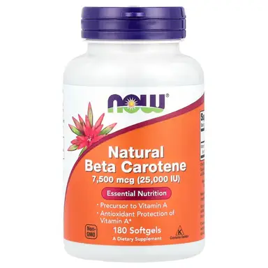 NOW Foods Beta Carotene Natural, 25 000 IU - 180 Softgels