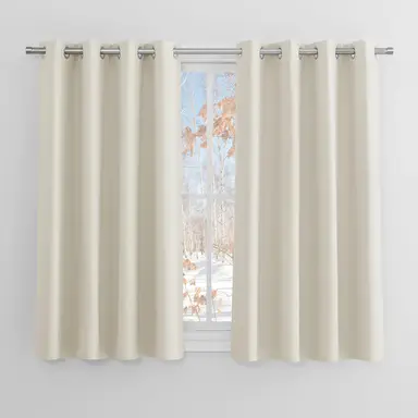 PONY DANCE Verdunkelungsvorhänge mit Ösen, 2 Paneele B140 x L145 cm, Hellbeige.