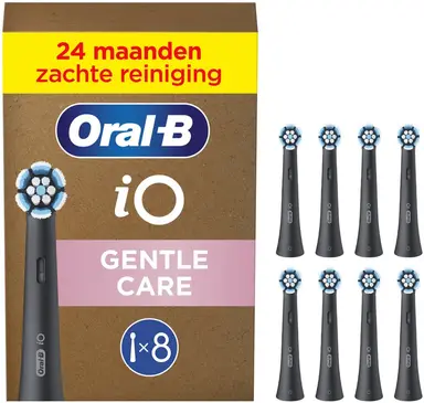 Oral-B iO Gentle Care opzetborstels - zwart - 8 stuks - zachte reiniging - rond ontwerp