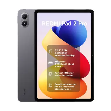XIAOMI REDMI Pad 2 Pro, 6+128GB, 12,1" 2,5K 120Hz Display, Großer 12.000mAh (typ) Akku, 4nm Prozessor, Nahtlose Verbindung, Graphitgrau