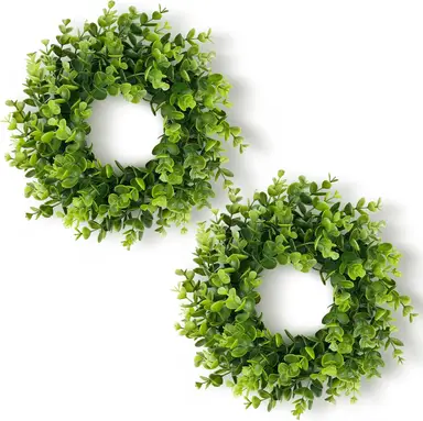 Petite couronne de buis artificiel, 28 cm - 2 pièces