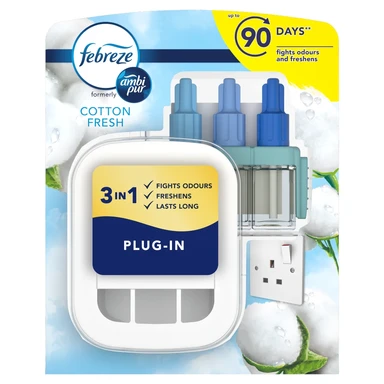 Febreze 3Volution Smart Programming Air Freshener Plug In Starter Kit, Cotton Fresh, 20ml