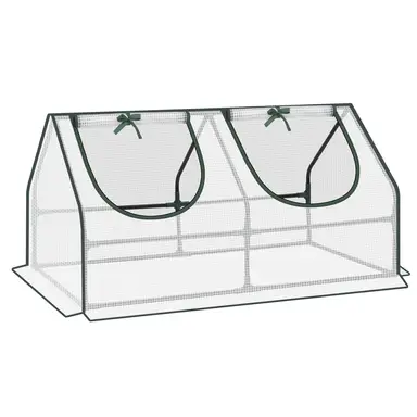 WOLTU Foliengewächshaus Frühbeet, kleines Balkon-Gewächshaus, Tomatengewächshaus mit aufrollbaren Fenstern, 4 Heringe, 140 g/m² PE, Metallrahmen, 120 x 60 x 60 cm, Weiß