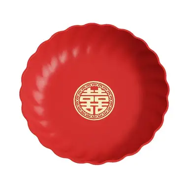 ​​Red Plastic New year Tableware ,  Shatterproof and Lightweight for Parties, Family Meals, and Special Occasions
Happy Plate Set - 4 pieces/set, PP  Material，25*25*5cm/pcs