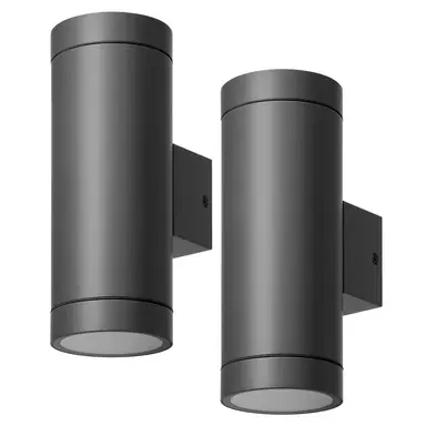 EDISHINE Up & Down Außenleuchte, schwarze Wandleuchte für Außen, 2er-Set, IP44 wasserdichte Wandlampe, Außenbeleuchtung für Hauswand, Terrassenbeleuchtung, Balkonlampe, modern, ohne Leuchtmittel