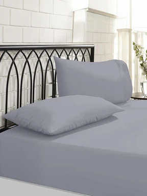 NightComfort Fitted Sheet Non Iron Polycotton Deep Fit 45cm Cool Grey Double