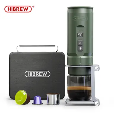 HiBREW H4C Portable Espresso Maker, Handheld Manual Coffee Machine for Camping, Travel & Home Use, Green - Explorer