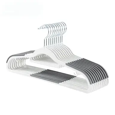 ochama x J.ZAO Lot de 20 Cintres Antidérapants Haute Résistance, Cintres en Plastique Sans Traces pour Séchage Intérieur et Extérieur, Support de Vêtements Ergonomique avec Encoches, Gain de Place pour Penderie, Gris