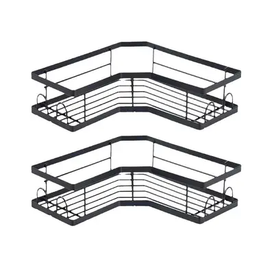 JORDAN&JUDY 2-Pack Black Triangle Bathroom Corner Shelf, Space-Saving Organizer