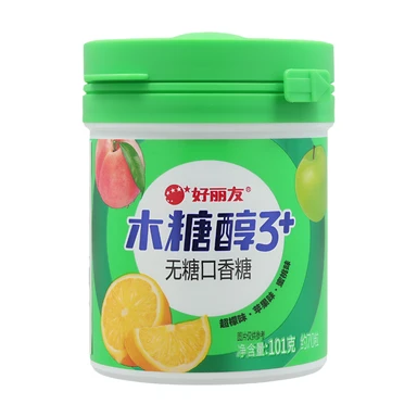 Orion Xylitol 3+ Sugar-Free Chewing Gum (Super Lemon, Apple, Peach Flavor) 101G