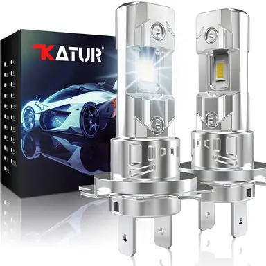 KATUR H7 LED Headlight Bulbs, 26000LM 80W H7 LED Bulb 6000K White Fanless Waterproof Mini Size Plug and Play, Pack of 2