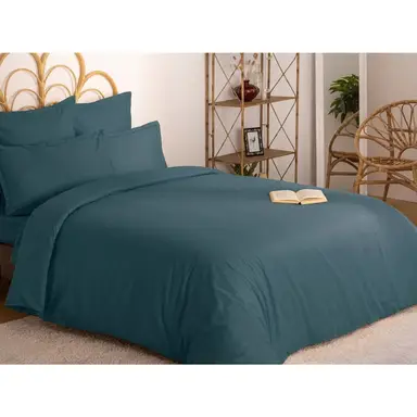 Atmosphera Drap plat 2 personnes en coton orage - 240 x 290 cm 