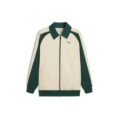 Puma T7 Relaxed Wing Collar Jacquard Track Jacket - Alpine Snow/Green Terrain