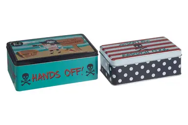 Premier Housewares Abenteuerliches 2er-Set Piraten-Aufbewahrungsbleche, mit Piraten-Design, funktionale Küchen-Aufbewahrungsbleche