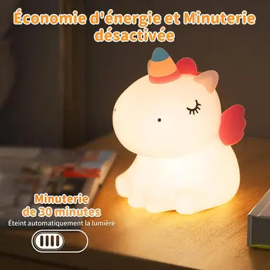 VIVREAL Lampe de nuit licorne pour enfants, adorable, en silicone, LED dimmable, rechargeable, lampe tactile pour chevet, décoration chambre, vendre pour le Nouvel An, top cadeaux