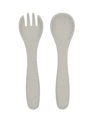 Kikka Boo Fork and Spoon Set Platinum Silicone Sand