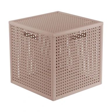 Curver Kaya opbergmand - 19 liter - 28x28x28 cm - warm taupe - premium opbergoplossing, duurzaam kunststof, moderne huisorganisatie