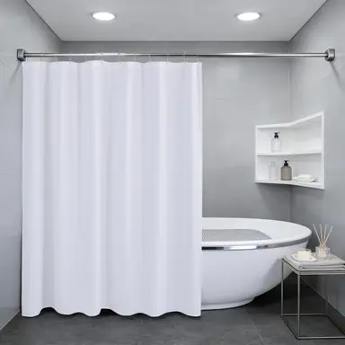 MEROPE, Polyester Textured Shower curtain, 180x180cm, white, 1pack