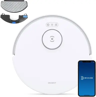 ECOVACS DEEBOT N20 Robot Vacuum Cleaner with Mop - White, 8,000Pa, Anti-Tangle Technology, 300 Mins Runtime, 20mm Threshold Climbing, TrueMapping, Intelligent Path Planning