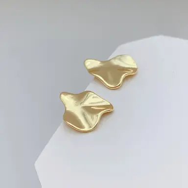 Irregular Flake Shape 18K Gold Plated Stud Earrings