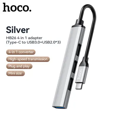 HB26 4-in-1 Adapter - USB-C to USB3.0/ USB2.0*3 - Silver