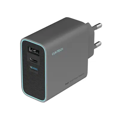 CUKTECH 65W USB-C oplader, compacte en in te klappen snellaadadapter met 3 poorten voor iPhone 16/15/14/13 AD653 Kleur: Grijs