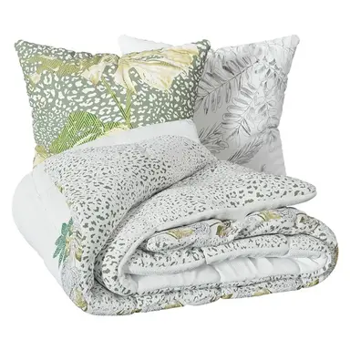 Monstera Bettbezug 240x220cm, bestehend aus einem wendbaren Bettbezug für zwei Personen und zwei quadratischen Kissenbezügen