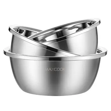 Maxcook Set van 3 roestvrijstalen mengkommen 20 cm/22 cm/24 cm MCWS-3
