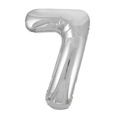 Unique Party Giant Number 7 Balloon, Silver, 86cm