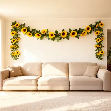 Wei's moment Set van 3 Kunstzonnebloemen Slinger, 7,38 ft Bloemenslinger, Zonnebloemenslinger, Kunstzonnebloemen Klimop, Kunstbloemen, Slinger, Zijdebloemen, Ophangen voor Thuis, Bruiloft, Feestdecoratie