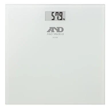 A&D Medical Digital Bathroom Scale, Lightweight and Compact, Glass Topped - White, UC-502