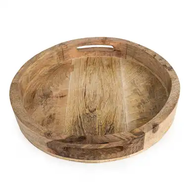 Candlelight Decorative Tray Mango Wood Round D:30cm