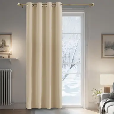 PONY DANCE Eyelet Thermal Curtains, W52xL84inches, 1 Panel, Biscotti Beige
