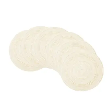 Lot de 6 Sets de Table Ronds 35cm en Coton Tissé Fait Main – Motif Fleur avec Fil Doré, Nettoyage Facile, Effet Pailleté pour Fête, Mariage ou Réception