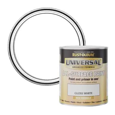 RUST-OLEUM UNIVERSAL ALL-SURFACE PAINT GLOSS WHITE 750ML