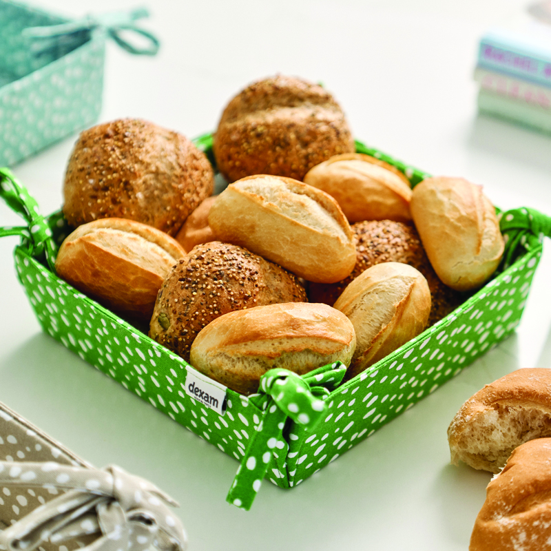 Dexam Fabric Bread Basket Sintra Spotted 100% Cotton Green