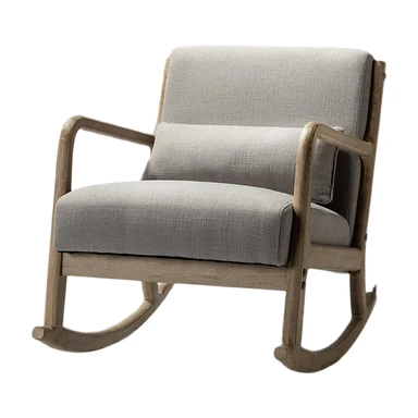 HULALA HOME Rocking Chair with Lumbar Cushion, Mid-Century Design, Rocking Chair with Wooden Legs for the Living Room and Bedroom, Gray