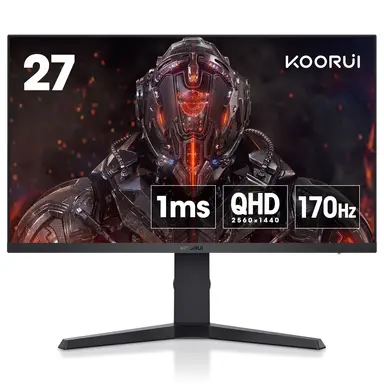 KOORUI 27" Gaming Monitor, 170Hz, IPS, QHD 2560x1440, HDR400, 1ms, Adaptive Sync, Height Adjustable 27E3Q