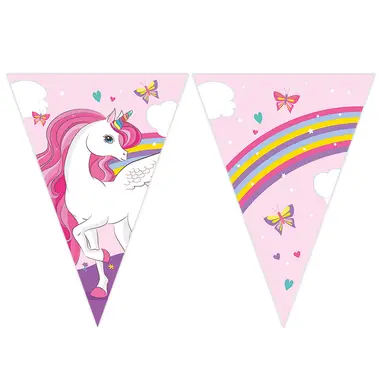 Unicorn Rainbow Paper Triangle Flag Banner