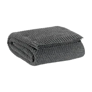 Vivaraise Couverture Danilo tricotée en matériaux recyclés gris carbone - 130 x 160 cm
