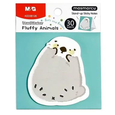 M&G Puffy Animal Sticky Notes, 30 Sheets, 3 x 2 Inch Cute Cartoon Memo Pads, Foldable Stand Self-Stick Notes for School Office Home, Otter