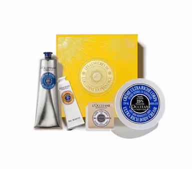 L'OCCITANE Shea Butter lichaamsverzorgingsgeschenkset 430 ml (handcrème 150 ml/ bodylotion 200 ml/ handcrème 30 ml/ sheaboterzeep 50 g)