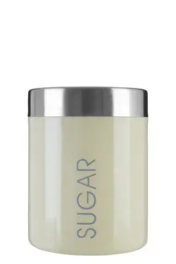 Premier Housewares Zuckerkanne aus Edelstahl, cremefarbener Enamel, elegantes Design, dauerhafte, reflektierende Silberschublade