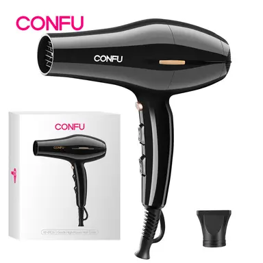 CONFU high-speed hair dryer 8926 black, 19,000 rpm, long-lasting, 2300W power, 1 air nozzle
