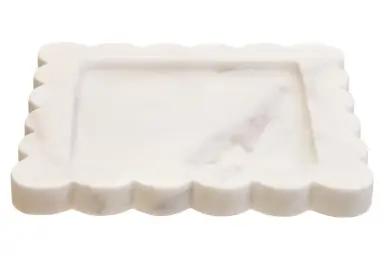 Fifty Five South Decorative Tray Savio Scallop Marble White Small