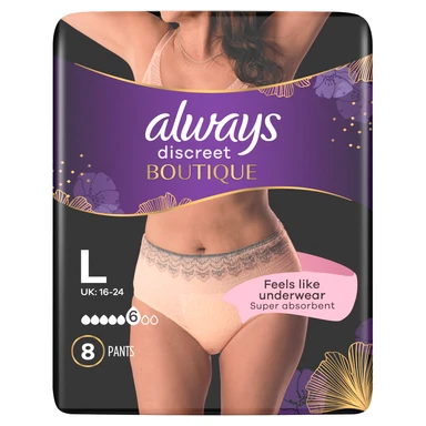Always Discreet Boutique Incontinence Pants Women Large 8 Pants